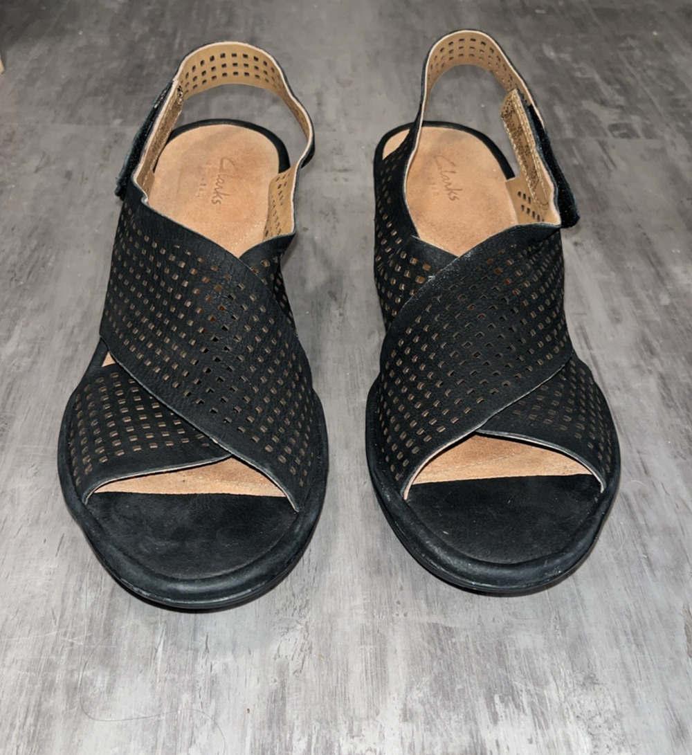 Clarks Artisan Reedly Variel Nubuck Wedge Sandals Women's Size 8.5